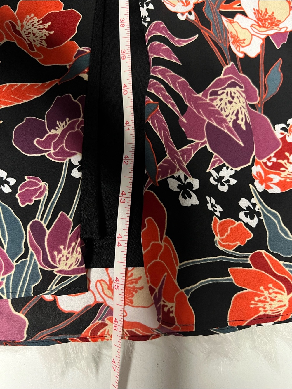 Julia Jordan  Puff Sleeve Midi Dress Black with Orange & Purple Floral Print S2 - Picture 10 of 16